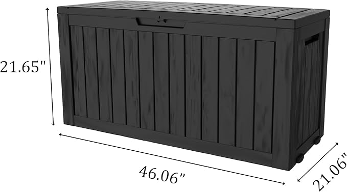 Mersco 72 Gallon Double-Wall Resin Deck Box - Lockable Waterproof Outdoor Storage Box, 515lbs Capacity & Doubles as Seating for Patio Furniture - Garden Tools, Pool Accessories (Black)