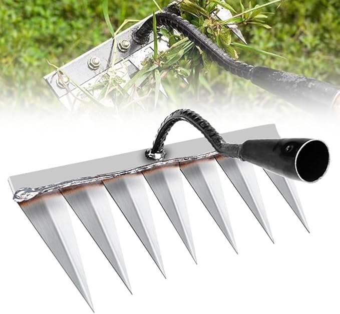 Carbon Steel Garden Hand Rake, 2026 New Garden Hand Rake Tool Carbon Steel 5/6/7/8 Teeth, Heavy Duty Weed Remover Tool Garden Weed Pulling Tool for Yard, Farm, Soil & Lawn Care (7 Teeth)