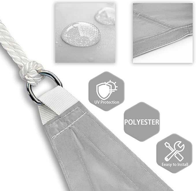 Patio Paradise 11' x 20' Sun Shade Sail Waterproof Gray Rectangle Shade Canopy UV Block Tarp Cloth Outdoor Patio Cover for Garden Backyard Deck Awning