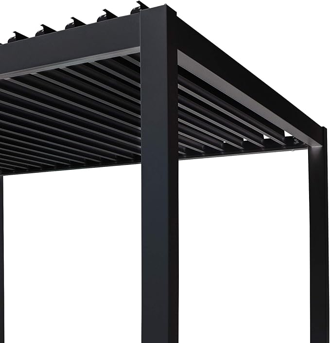 Sunnyglade Patio Pergola Canopy Modern Aluminum Pergola with Adjustable Louvered Gazebo for BBQ, Backyard,Party, Lawn,Garden (10ft X20ft) (Black, 10x20FT)