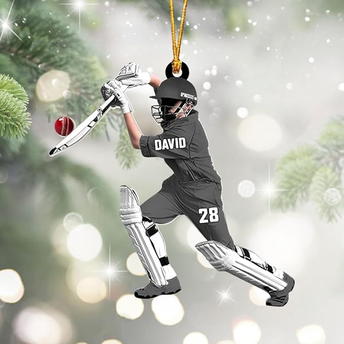 Personalized Cricket Ornament, Custom 2D Acrylic Design for Player or Team, Sports Ornament for Clubs, Fans, and Coaches, Christmas Tree Decoration Keepsake/5