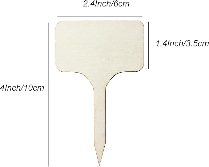 100 Pcs Wood Plant Labels, Natural Wooden Plant Marker Garden Sign Tags, T-Type Garden Markers for Succulents, Herbs, Seedlings, Potted, Flowers, Vegetables (T-Type)