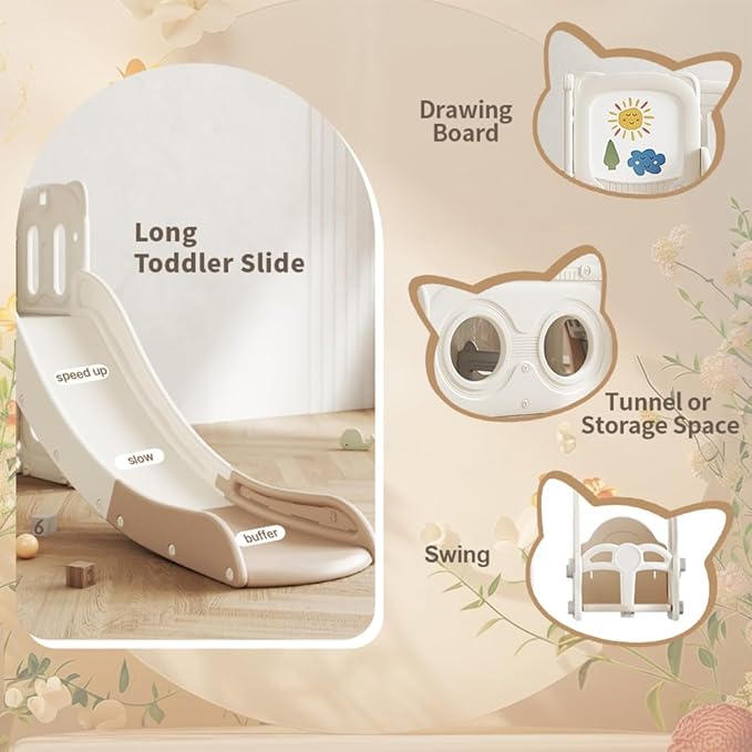 3-in-1 Toddler Slide Set with Swing and Climber, Kids Playset with Slide for Toddlers, Indoor Outdoor Backyard Playset, Easy Assembly Freestanding Playground for Kids Ages 3+