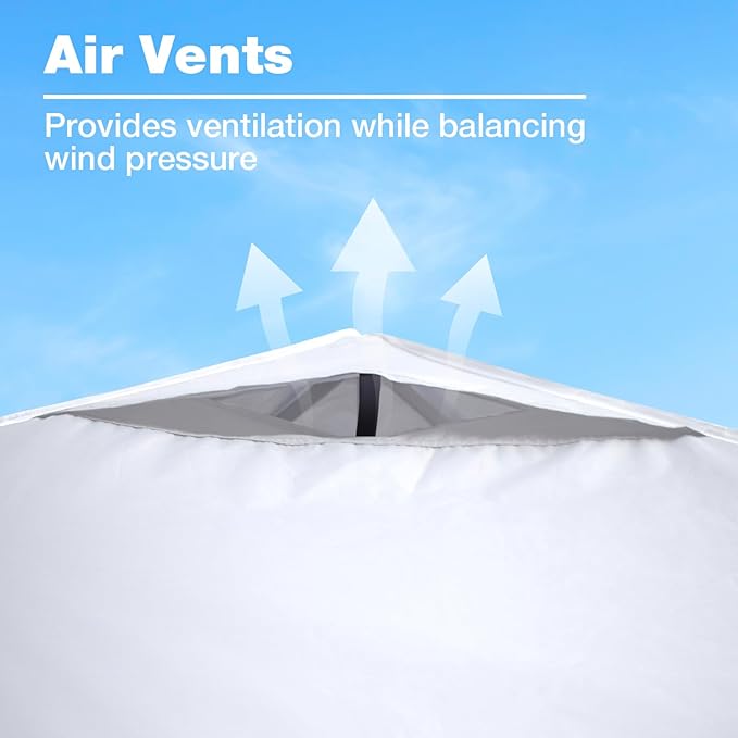 10x20 Canopy Replacement Top Cover with Air Vents for ez up Pop up Canopy Gazebo Tent, with Adjustable Strap, Waterproof & Anti-UV for Outdoor Shade (Top Only, Frame Not Included) (Off White)