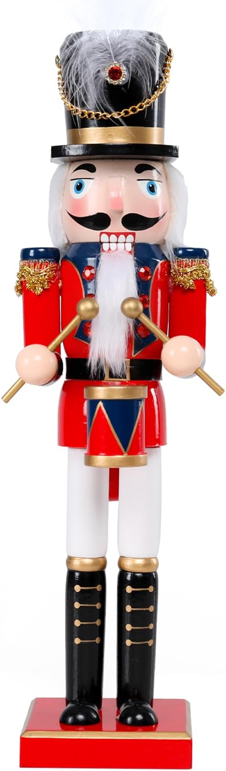 Christmas Nutcracker Decorations Nutcracker Figure 15 Inch Wooden Nutcrackers Collectible Ornament Nutcrackers Soldier for Table Desktop Home Christmas Decor Xmas Indoor Decor red Blue Beat a Drum