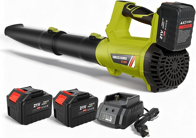 Leaf Blower Cordless 650CFM 280MPH Electric Leaf Blower with 2 x 6.0Ah Battery Operated 21V Powered, 6 Speed Mode, Handheld Blowers 2 Extended Tubes for Lawn Care, Patio, Dust, Blowing Leaves, Snow