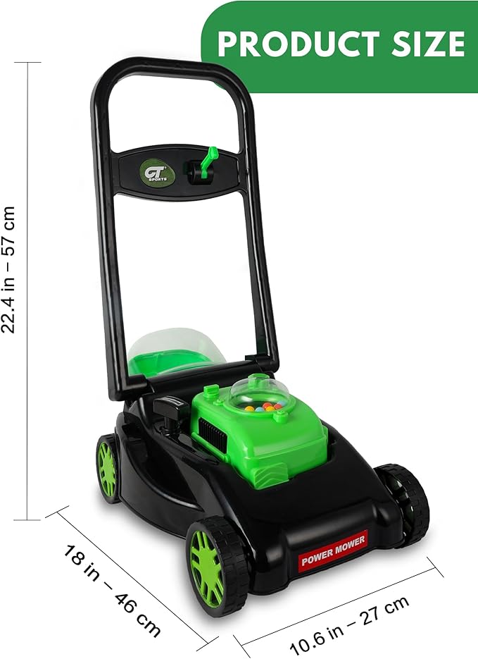 Kids Lawn Mower with Realistic Grass-Cutting Action and Sounds – No Batteries Required | Fun Outdoor Push Toy, Birthday Gift & Holiday Present for 3, 4, 5, 6, 7, 8 Year Old Boys and Girls (Black)