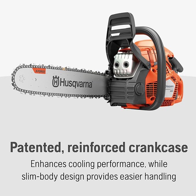 Husqvarna 445S Gas Chainsaw, 50-cc 3-HP, 2-Cycle X-Torq Engine, 18 Inch Chainsaw with Automatic Oiler, For Wood Cutting and Tree Trimming