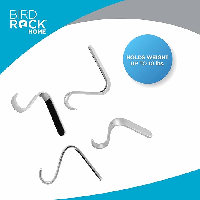 BIRDROCK HOME Christmas Stocking Mantel Hooks - Metal Fireplace Hanger with Non-Slip Pads - Holds Up to 10 lbs - Ideal for Hanging Stockings, Garland & Holiday Decor - 4 Pack, Scroll Design (Silver)