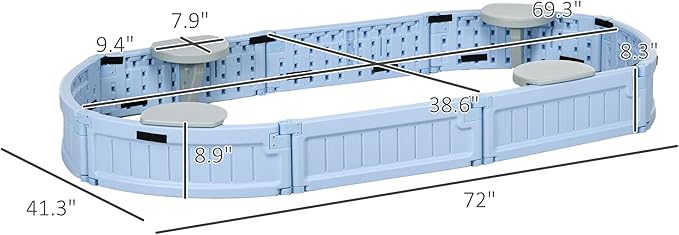 Outsunny Kids Outdoor Sandbox with Cover Garden Bed Sand Pit, Easy Assembly Children's Oval Sandbox for Backyard, Light Blue, 72 x 41.25 x 8.75