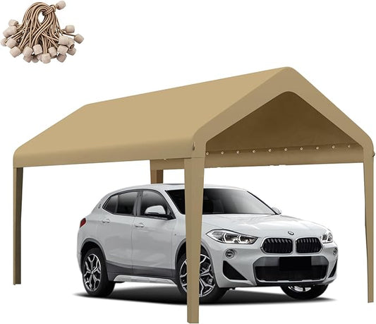 Canopy Replacement Cover, Carport Replacement Canopy, 800D Oxford Waterproof & UV Protected Tarp with Ball Bungees (Frame is not Included) (Beige, 12x20)
