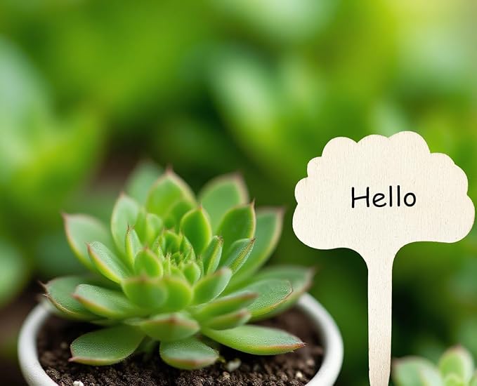100 Pcs Wood Plant Labels, Natural Wooden Plant Marker Garden Sign Tags, Cloud Type Garden Markers for Succulents, Herbs, Seedlings, Potted, Flowers, Vegetables (Cloud)