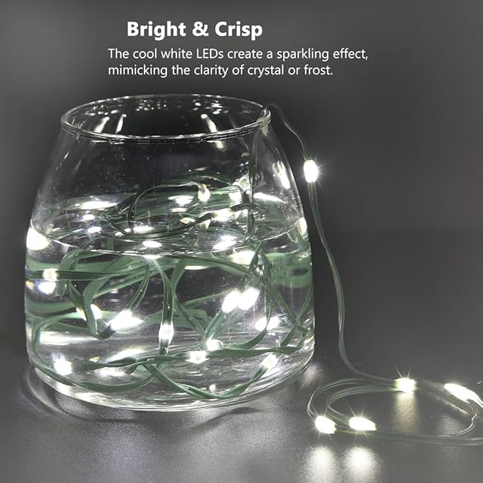 16.5ft Battery Operated String Lights(2 Pack), 50 LED Twinkle Fairy String Lights Battery Powered with Timer for Indoor Outdoor Christmas Trees Wreath Decoration Party Bedroom - Cool White