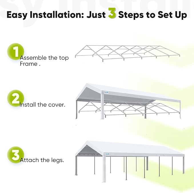 Quictent 20x30 Party Tent Heavy Duty Outdoor Canopy Tent Carport Wedding Event Shelter BBQ Wedding Tents for Parties with Storage Bags