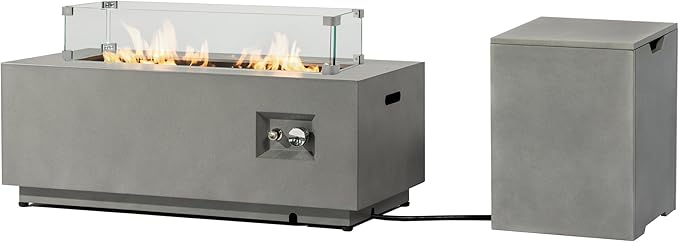 Outdoor Fire Pit Table Propane Gas Fire pits Outdoor Fireplaces 42¡È Rectangular Firepit Table, 50,000 BTU Fire Table for Patio Set, Grey.