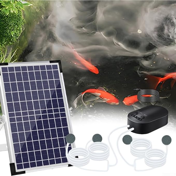 10W Solar Pond Aerator, Solar Powered Efficiency, Adjustable Ventilation Modes, Long Lasting Performance