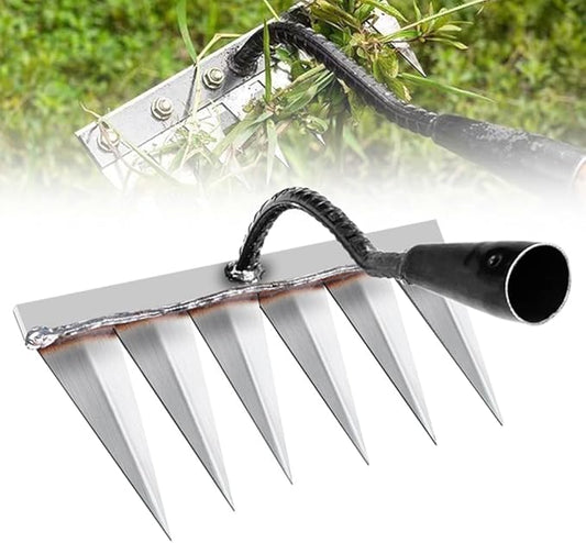Carbon Steel Garden Hand Rake, 2026 New Garden Hand Rake Tool Carbon Steel 5/6/7/8 Teeth, Heavy Duty Weed Remover Tool Garden Weed Pulling Tool for Yard, Farm, Soil & Lawn Care (6 Teeth)
