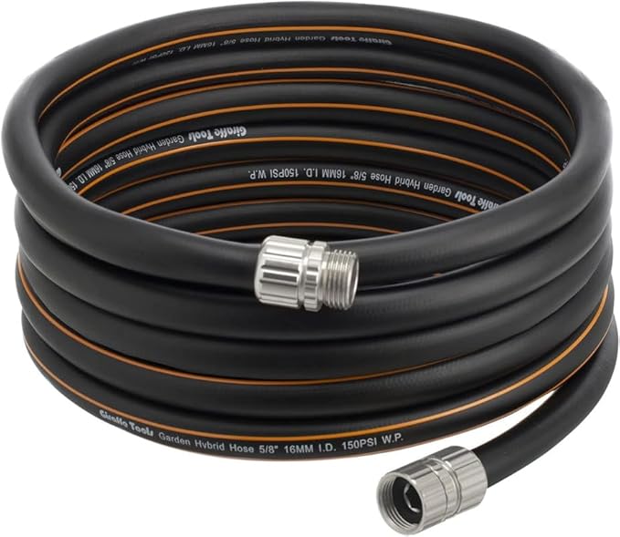 Giraffe Tools Garden Hose 20ft x 5/8, Custom Length, Heavy Duty, No Kink, Flexible, Rubber Garden Hose, Leakproof Water Hose with Male to Female Fittings, 600 Burst PSI