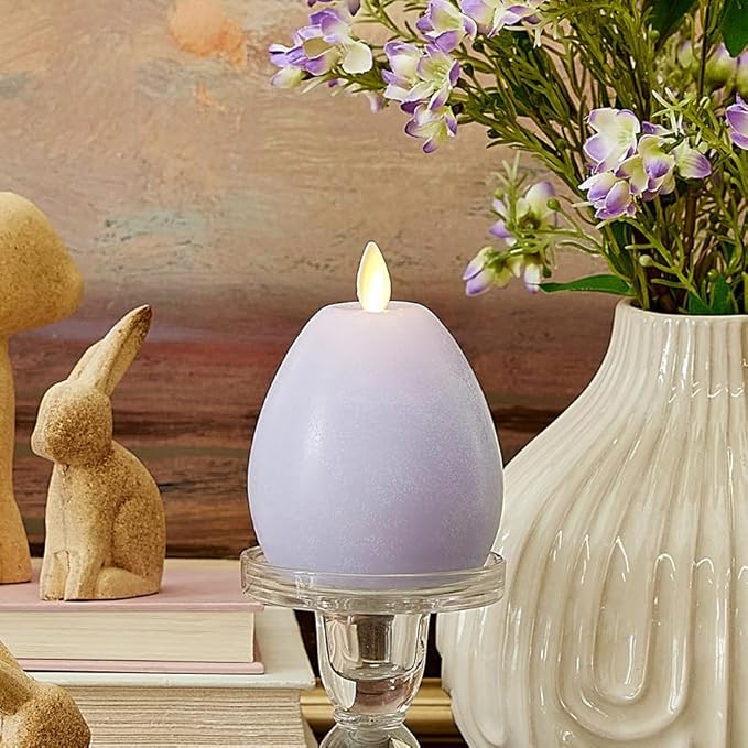 Luminara - Flameless Holiday Crystal Beads Glitter Sphere Candle - Lavender - Pack of 1-4x4.25 - Auto Timer Built-in 5-Hour Timer Candle Indoor Use