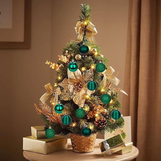 30PCS 2" Christmas Ball Ornaments Shatterproof Dark Green Christmas Tree Decorations Xmas Tree Balls Halloween Ornaments Décor