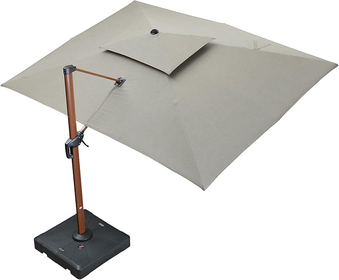 PURPLE LEAF 10' X 13' Patio Large Cantilever Umbrella Outdoor Square Wood Umbrellas Offset Umbrella Heavy Duty Sun Umbrellas for Garden Deck Pool, Heather Taupe