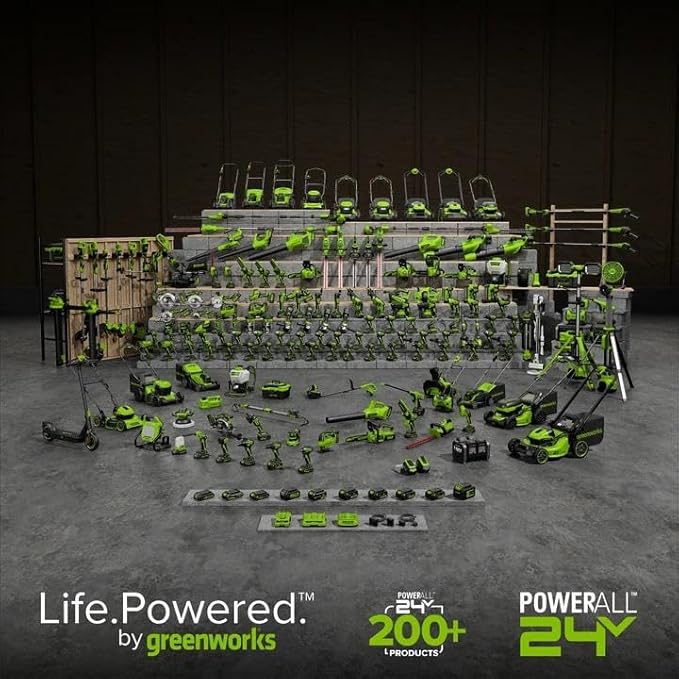 Greenworks 48V (24V x 2) 17" Brushless Mower+12" String Trimmer +320CFM Blower,(2) 4.0Ah Batteries and 2A Dual Port Charger
