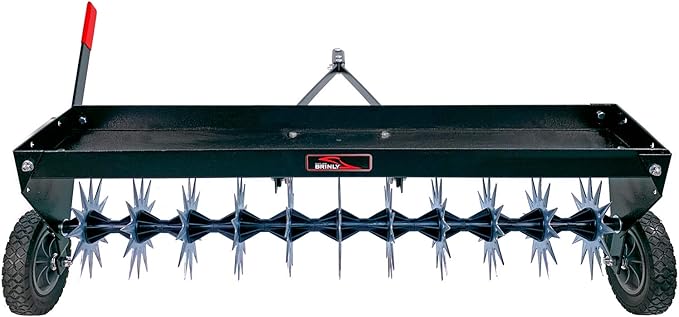 Brinly SAT2-40BH-P Tow Behind Spike Aerator with Transport Wheels, 40 - Carbon