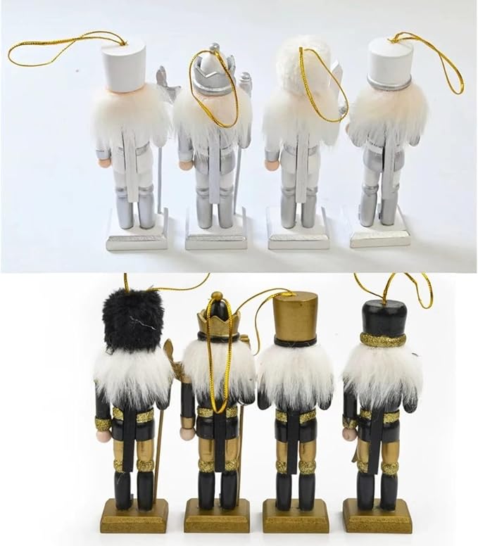 12 PCS Christmas Nutcracker Ornament Set, 4.7Inch Nutcrackers Tree Ornaments Set, Nutcracker Figures with Opening Mouths Christmas Decorations for Xmas Tree, Table Decor