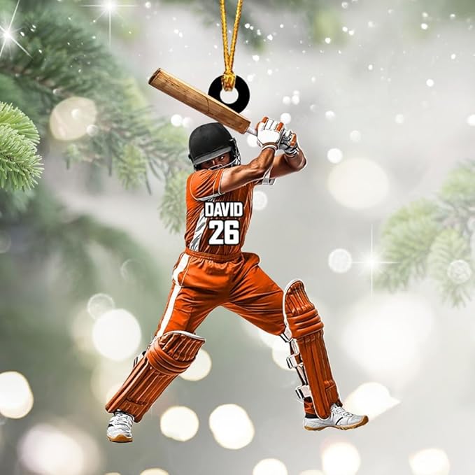Personalized Cricket Ornament, Custom 2D Acrylic Design for Player or Team, Sports Ornament for Clubs, Fans, and Coaches, Christmas Tree Decoration Keepsake/4