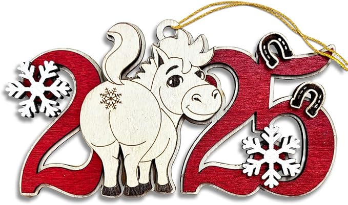 2025 Horse Christmas Ornament – Wooden Holiday Tree Decoration – Cute Horse Keepsake Ornament, Farm Animal Collectible Gift for Christmas 2025