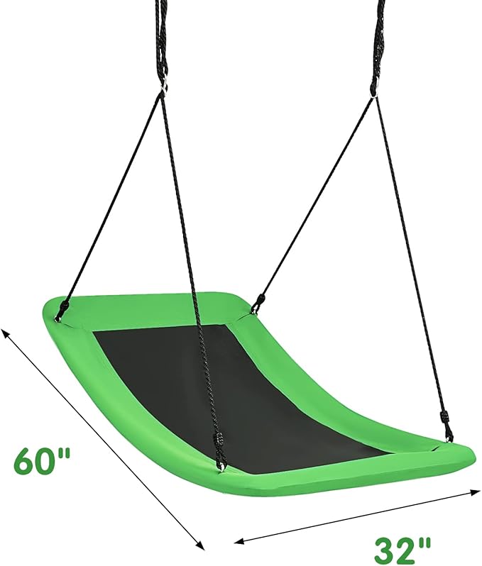 Costzon 700 lbs Giant 60'' Platform Tree Swing for Kids and Adult, Indoor/Outdoor Large Swing with Oxford Fabric, Adjustable Hanging Ropes, Suitable for Park, Playground, Backyard (Green)