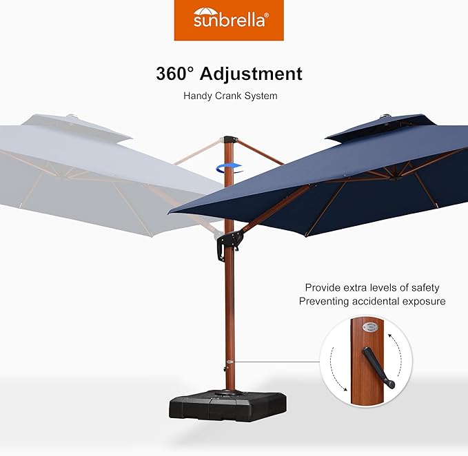 PURPLE LEAF 10' X 10' Double Top Deluxe Square Patio Umbrella - Offset Hanging Cantilever Umbrellas in Spectrum Indigo