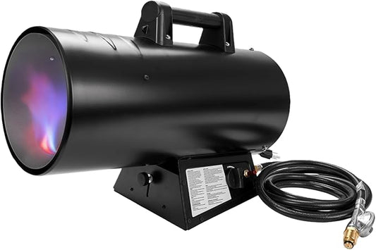 125,000 BTU Portable Forced Air Propane Heater - 10 ft Hose & Regulator Included, Adjustable Torpedo Heater for Garage, Construction Sites, Jobsite, Patio