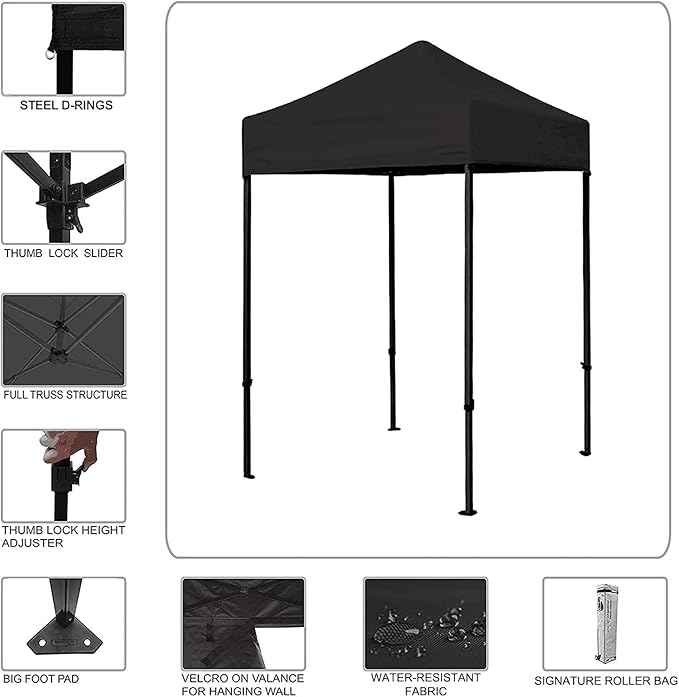 Eurmax USA Standard 5'x5' Patio Pop Up Canopy Tent Commercial Instant Canopies with Heavy Duty Roller Bag,Bonus 4 Sand Weights Bags (Forest Green)