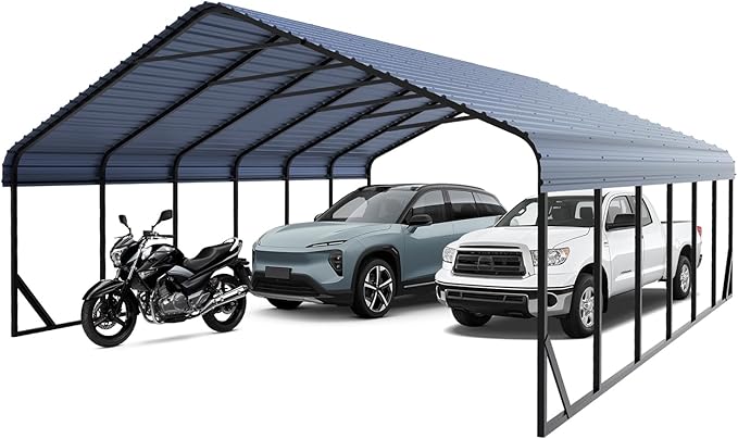 20'x30' Heavy Duty Metal Carport 20x30 FT Galvanized Steel Frame RV Carport Storage All Weather Shelter Easy Assembly for 4 Car Extra Large Canopy for Dual Vehicle Boat Protection Garage