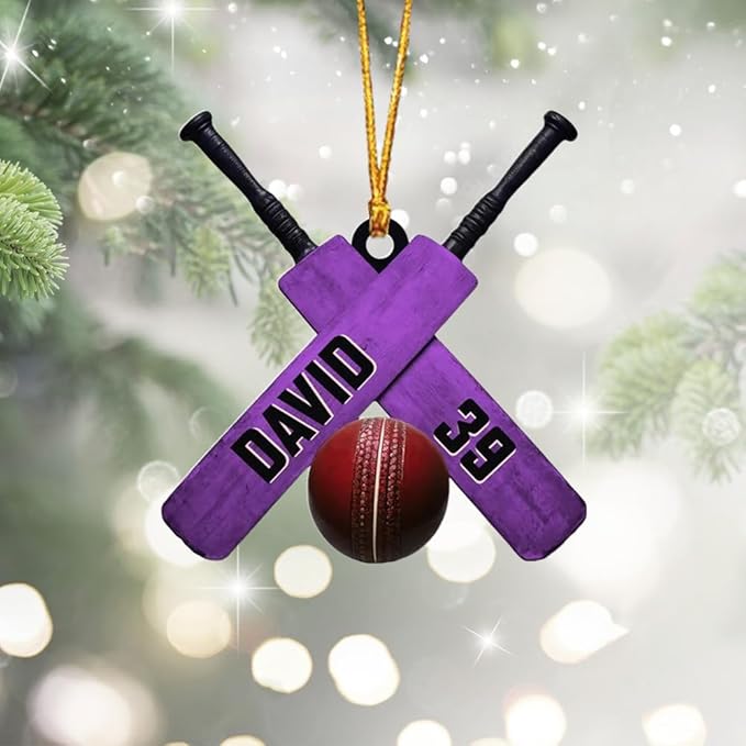 Personalized Cricket Ornament, Custom 2D Acrylic Design for Player or Team, Sports Ornament for Clubs, Fans, and Coaches, Christmas Tree Decoration Keepsake