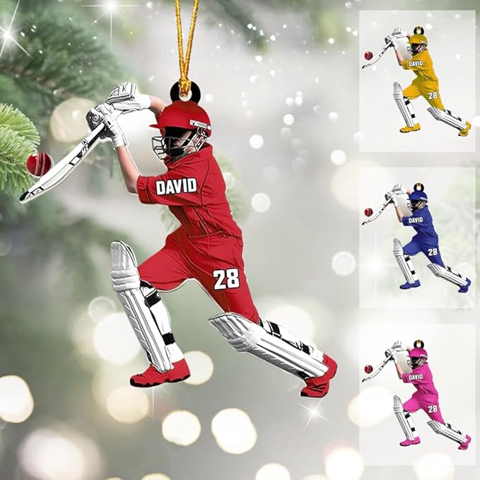 Personalized Cricket Ornament, Custom 2D Acrylic Design for Player or Team, Sports Ornament for Clubs, Fans, and Coaches, Christmas Tree Decoration Keepsake/5
