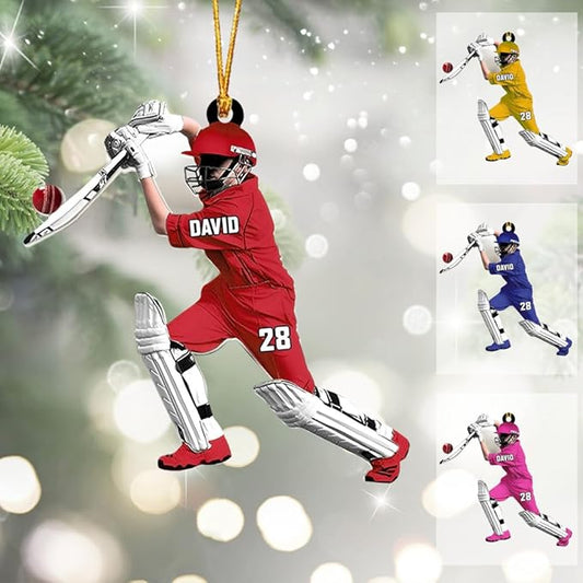 Personalized Cricket Ornament, Custom 2D Acrylic Design for Player or Team, Sports Ornament for Clubs, Fans, and Coaches, Christmas Tree Decoration Keepsake/5