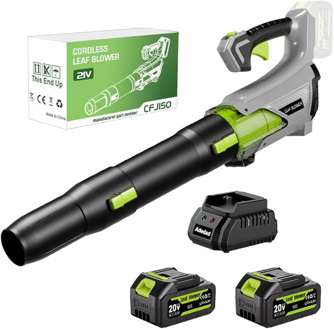 Cordless Leaf Blower with 2x4000mAh Batteries & Charger 580CFM/170MPH Lightweight Handheld Electric Blower for Lawn Care, Patio, Garden & Debris Clearing