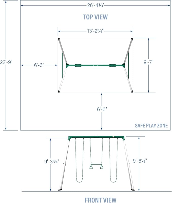 Backyard Discovery Big Brutus Galvanized Steel Swing Set Kit with Classic A-Frame, Two Belt Swings, One Trapeze Bar, Easy Assembly, Heavy-Duty Powder-Coated Steel, Weather-Resistant, Outdoor Playset