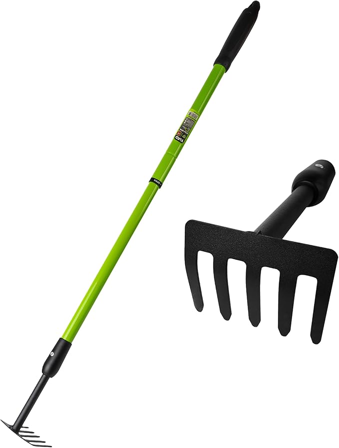 Small Rake for Gardening, Garden Rake, Hand Rakes, Ajustable Handle Gardening Hand Cultivator, Garden Tool with Non Slip Handle Hand, Weeder Tool for Weeding Tilling Soil Planting