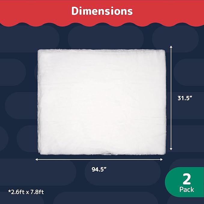 PREXTEX 2 Pack Fake Snow Blanket Rolls - 94.5" x 31.5" Artificial Snow Blanket for Christmas Village Houses - Soft White Christmas Backdrops for Photography, Winter Wonderland Decorations, Tree Skirts