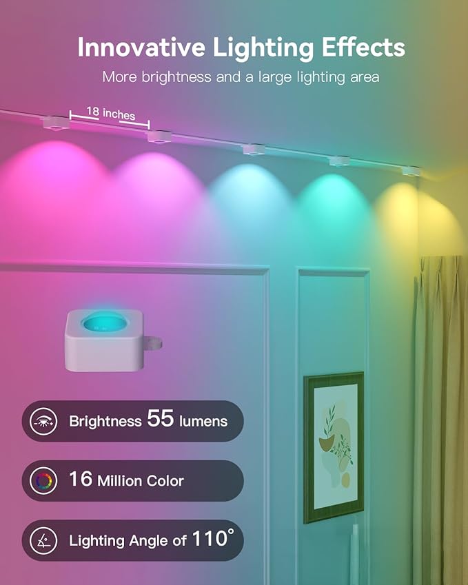 Ollny 100FT 60LED Permanent Outdoor Lights, APP Control RGB Outdoor Lights 100 Scene Modes with Remote, DIY Music Modes Christmas Light for Holiday Xmas Halloween Decorations