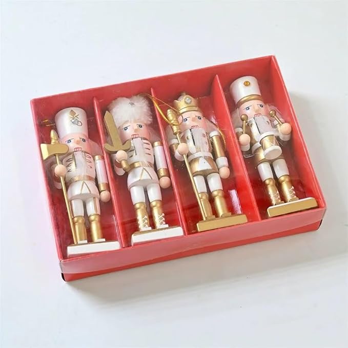 12 PCS Christmas Nutcracker Ornament Set, 4.7Inch Nutcrackers Tree Ornaments Set, Nutcracker Figures with Opening Mouths Christmas Decorations for Xmas Tree, Table Decor
