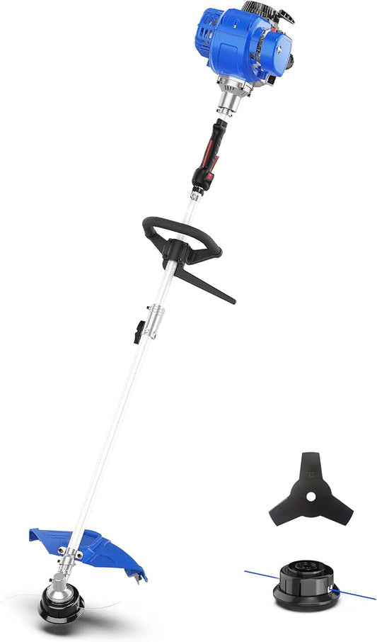 Wild Badger Power 2-in-1 Yard Care System, 31cc, 4-Cycle Gas Engine Straight Shaft Multi-Tool with Brush Cutter, String Grass Trimmer and Shoulder Harness