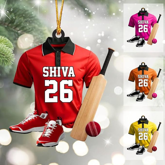 Personalized Cricket Ornament, Custom 2D Acrylic Design for Player or Team, Sports Ornament for Clubs, Fans, and Coaches, Christmas Tree Decoration Keepsake/1