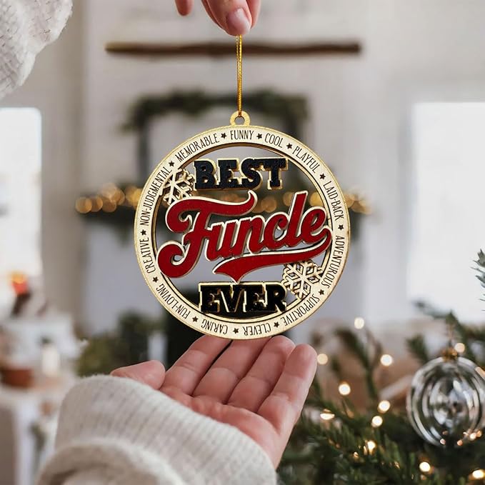Best Funcle Ever Christmas Ornament – Wooden Christmas Tree Hanging Decoration for Uncle – Funny for Uncle, Cool Funcle Gift Idea, Rustic Farmhouse Christmas Ornament