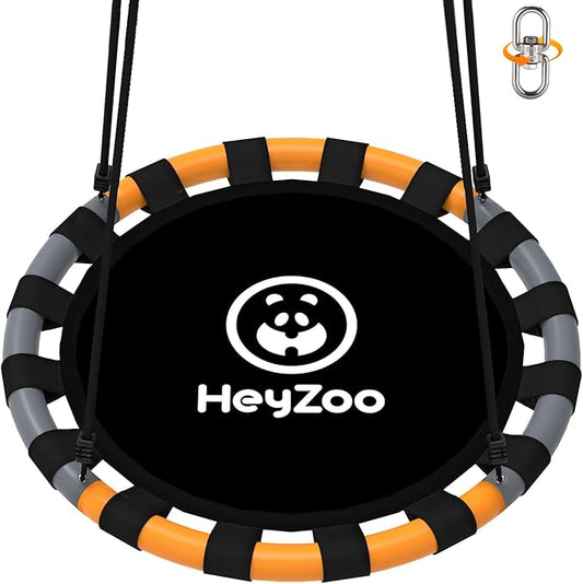 Saucer Swing, 40 Inch Swing Sets for Backyard and Outdoor Playground, 900lbs Weight Capacity, with 360 Degree Swivel, Gifts for Kids, Grey and Orange