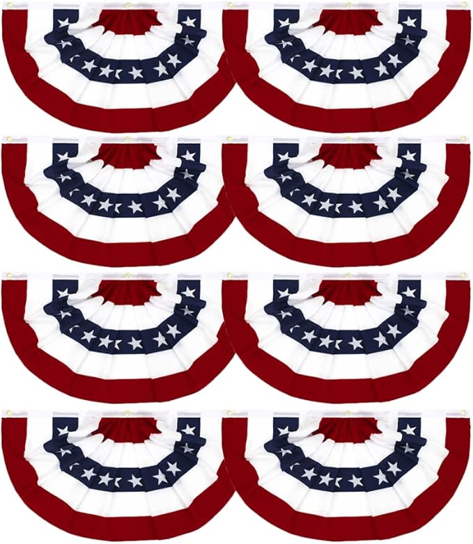 Flaglink 1.5x3Ft American Pleated Fan Flag Width Approx 90cm - US Patriotic Half Fan Bunting Flag 8 PACK