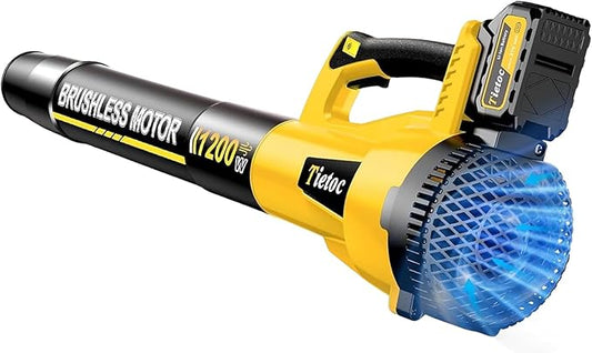 Leaf Blower Cordless with 2¡¿5.0Ah Battery and Fast Charger,1200W Handheld Blower for Lawn Care,6 Speed Powerful Electric Leaf Blower for Snow Removal,Patio,Dust,Car Blowing Water
